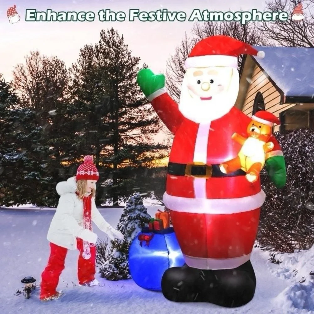 7ft Inflatable Santa Claus with Gift Bag - Red and White